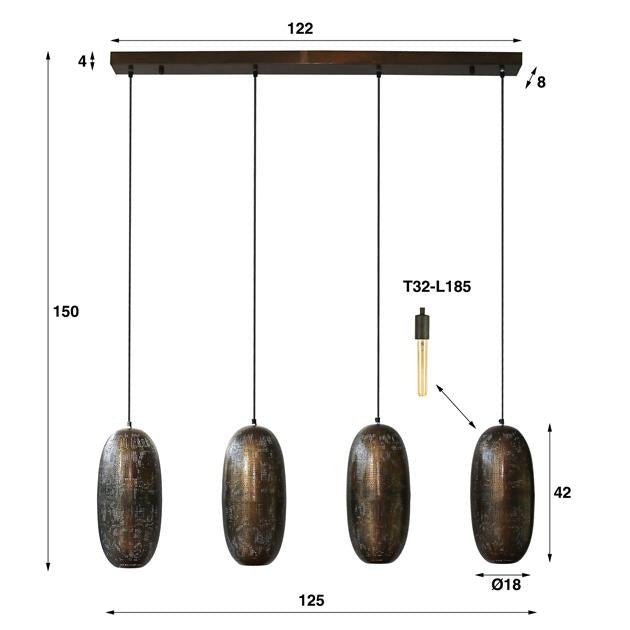 Hanging lamp Rama DH Interior Bronze LxWxH 125x51x22 Bronze White photo size indication