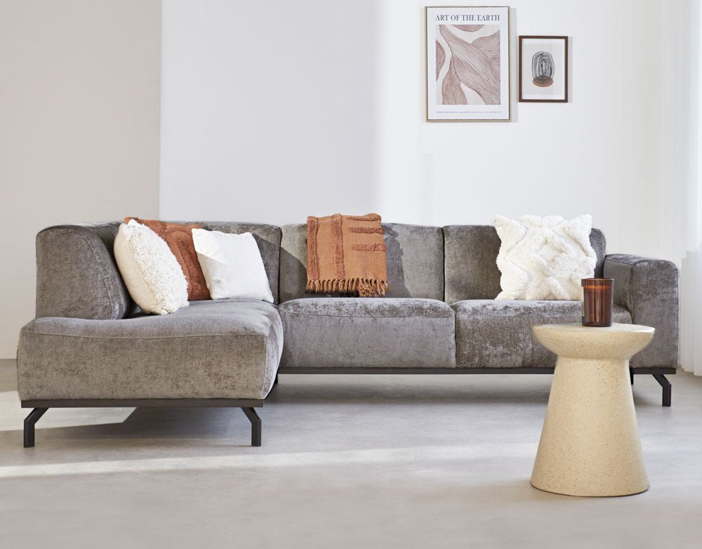 Sofa Chloe DeGeBe Taupe Fabric Atmospheric photo diagonal front view