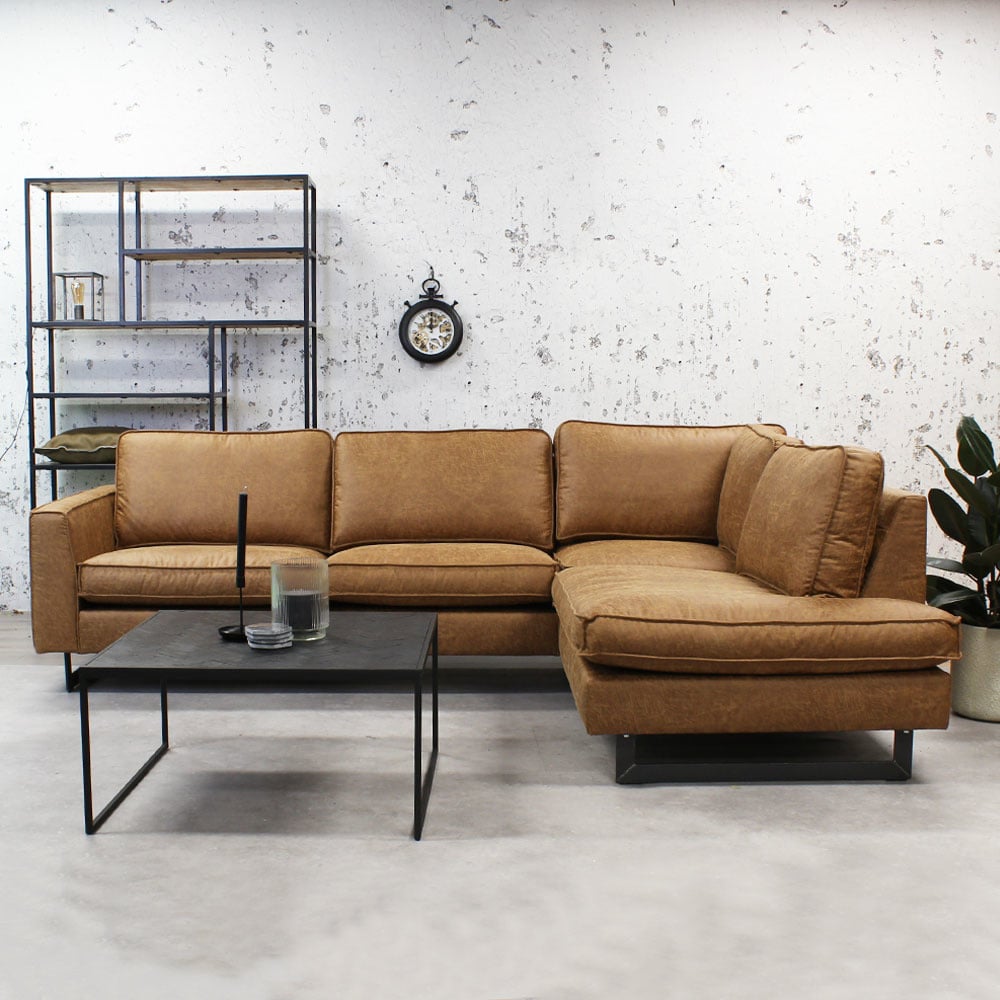 Sofa Tulin DeGeBe Cognac Fabric Atmospheric photo front view
