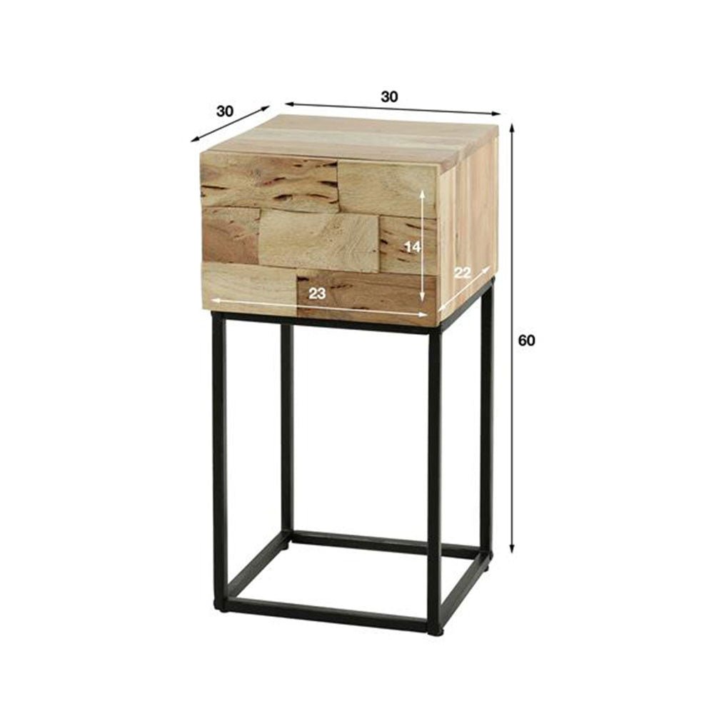 Bedside table Anna-Sophie DH Interior Acacia LxWxH 44x35x28 Acacia wood White photo size indication