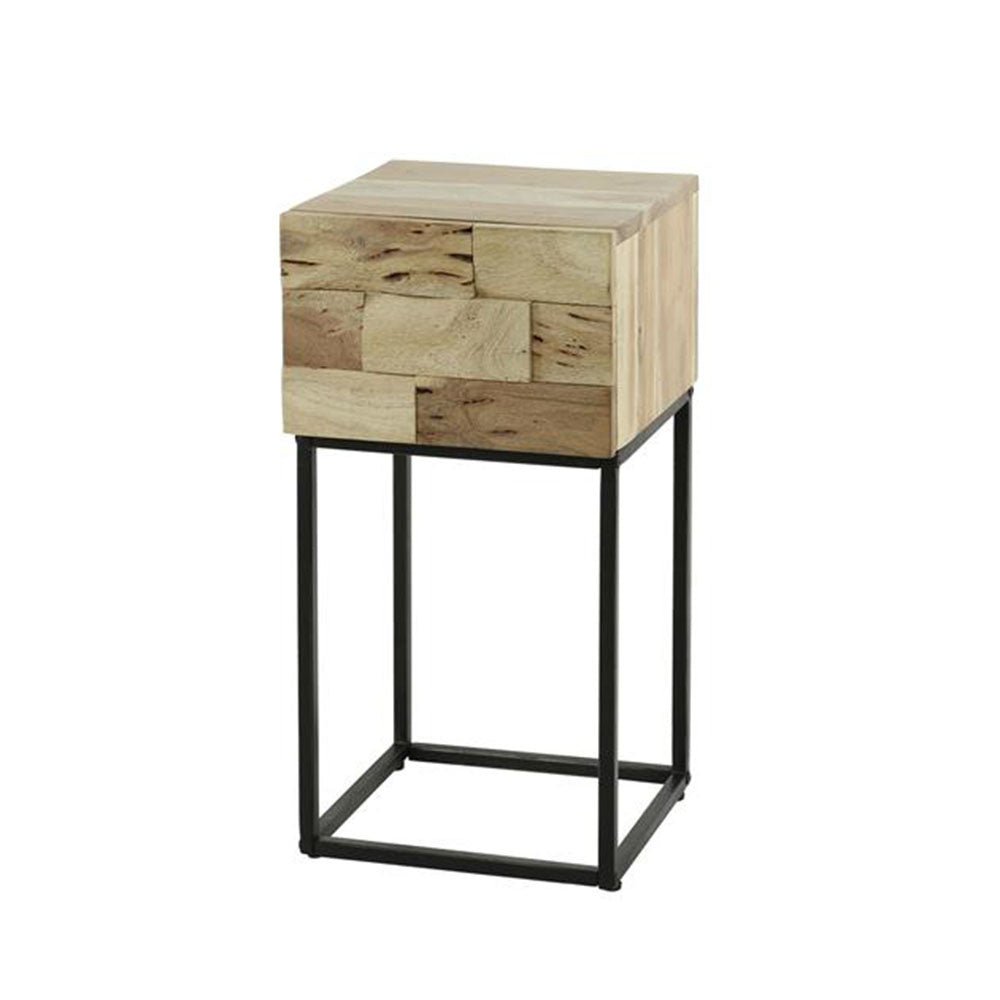 Bedside table Anna-Sophie DH Interior Acacia LxWxH 44x35x28 Acacia wood White photo diagonal front view