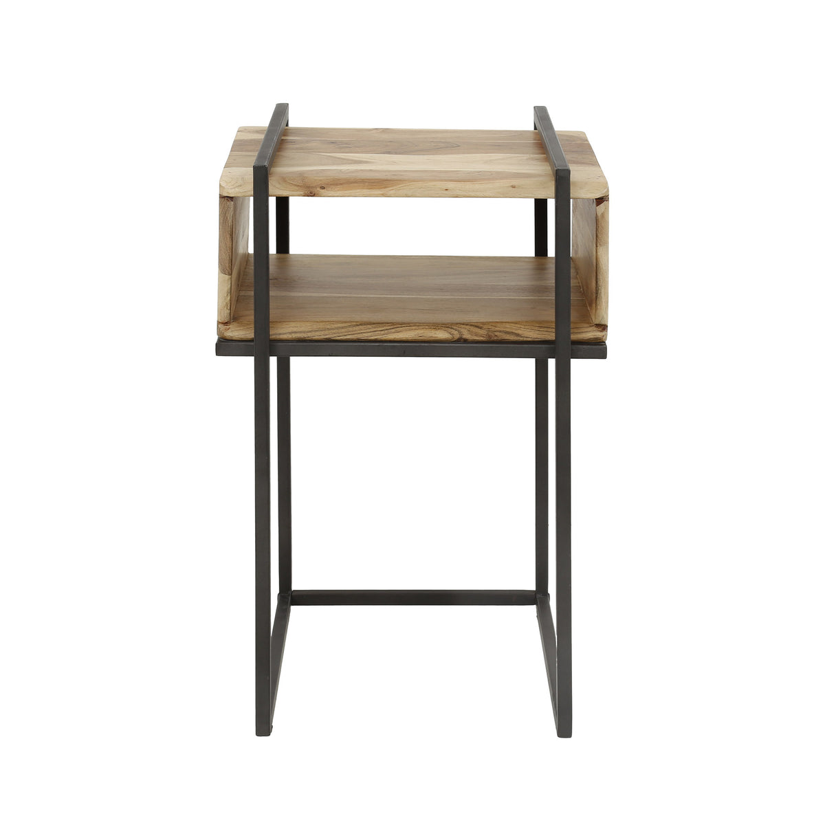 Bedside table Jojo DH Interior Acacia LxWxH 64x39x28 Acacia wood White photo diagonal front view