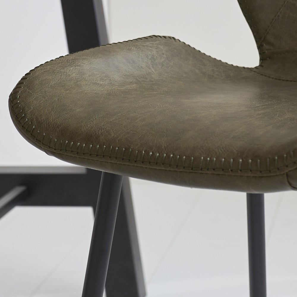Bar stool Beau artificial leather Dimehouse Green LxWxH 84x54x52 Faux leather Atmospheric photo detail