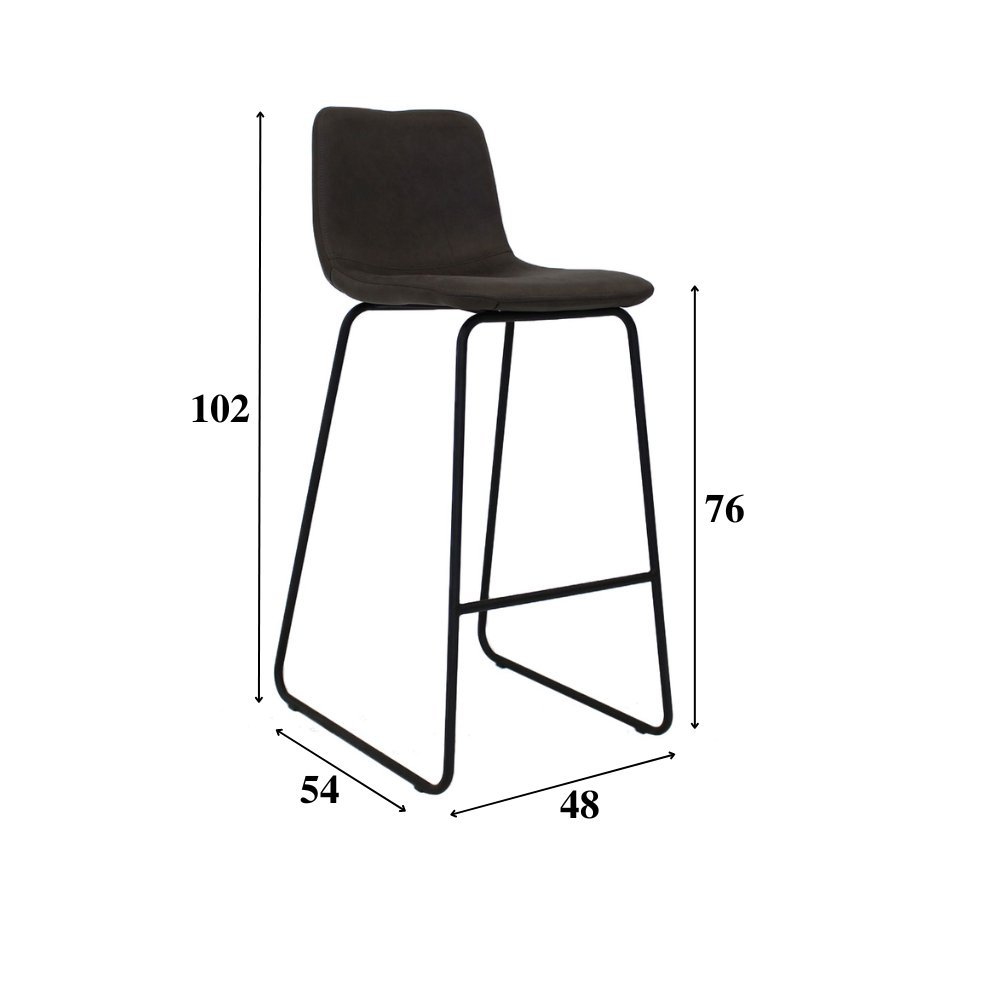 Barstool Brentt Dimehouse Anthracite LxWxH 84x60x49 Microfiber White photo size indication