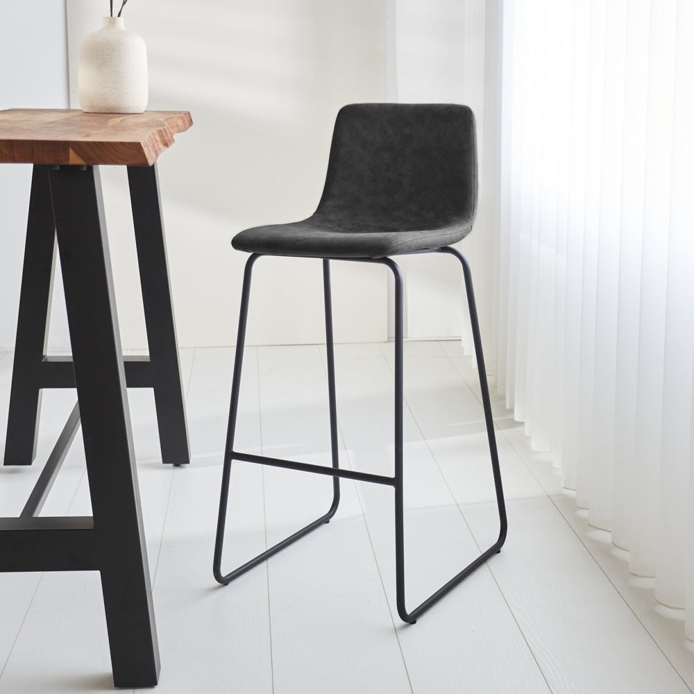 Barstool Brentt Dimehouse Anthracite LxWxH 84x60x49 Microfiber Atmospheric photo diagonal front view