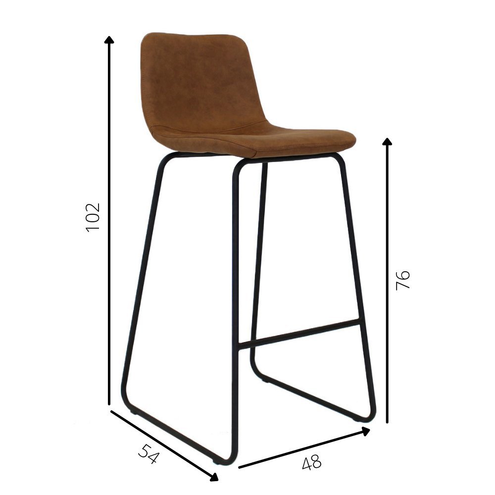 Barstool Brentt Dimehouse Cognac LxWxH 84x60x49 Microfibre White photo size indication