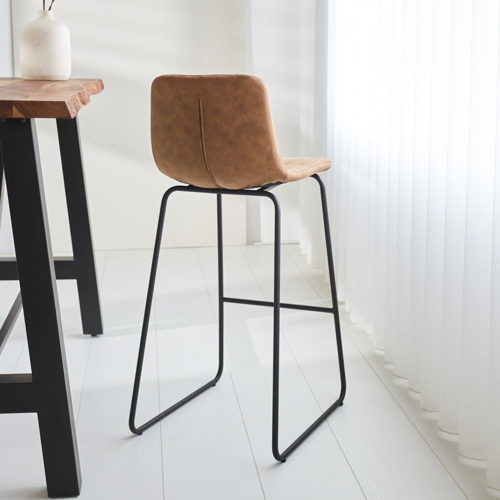 Barstool Brentt Dimehouse Cognac LxWxH 84x60x49 Microfiber Atmospheric photo diagonal rear view