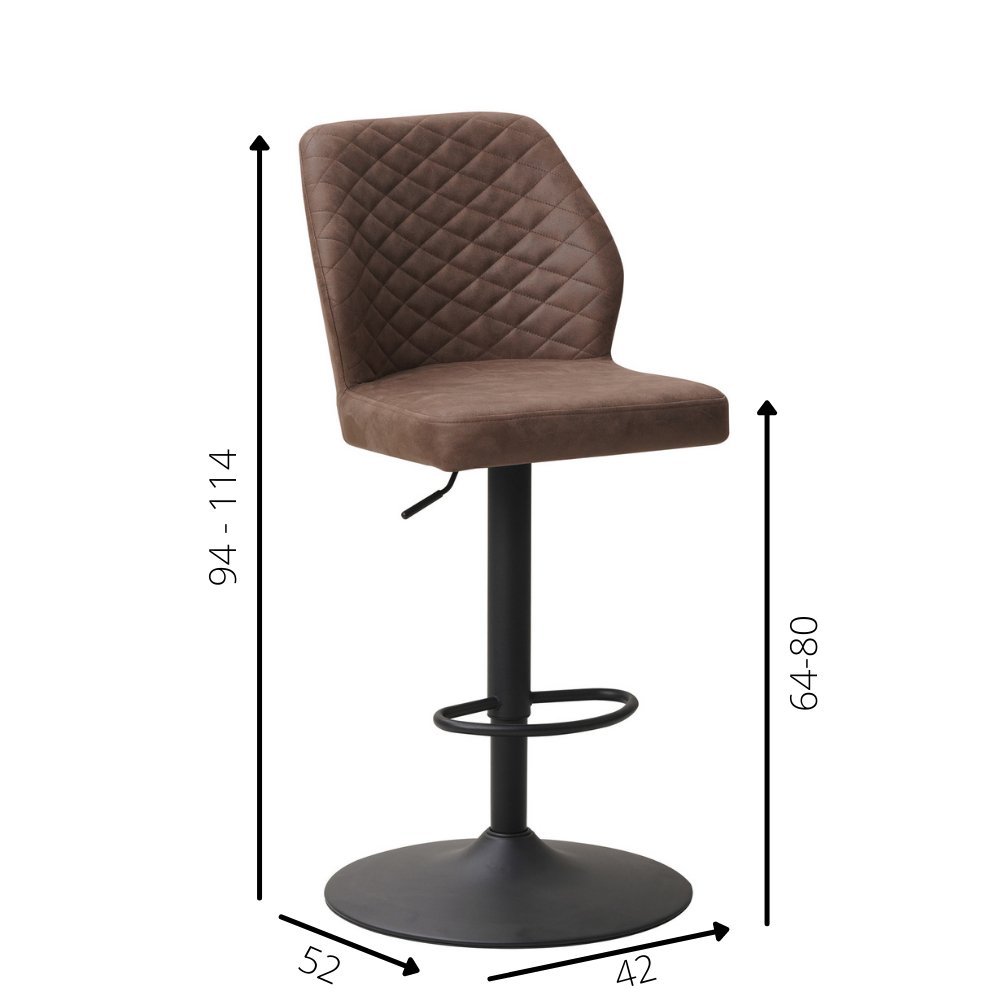 Barstool Grizzly Dimehouse Taupe LxWxH 65x56x52 Microfibre White photo size indication