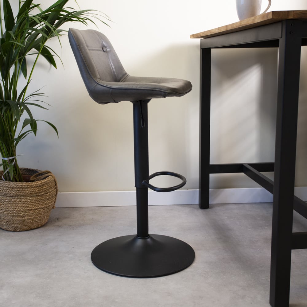 Barstool Jason Dimehouse Anthracite LxWxH 82x52x39 Faux leather Atmospheric photo side view