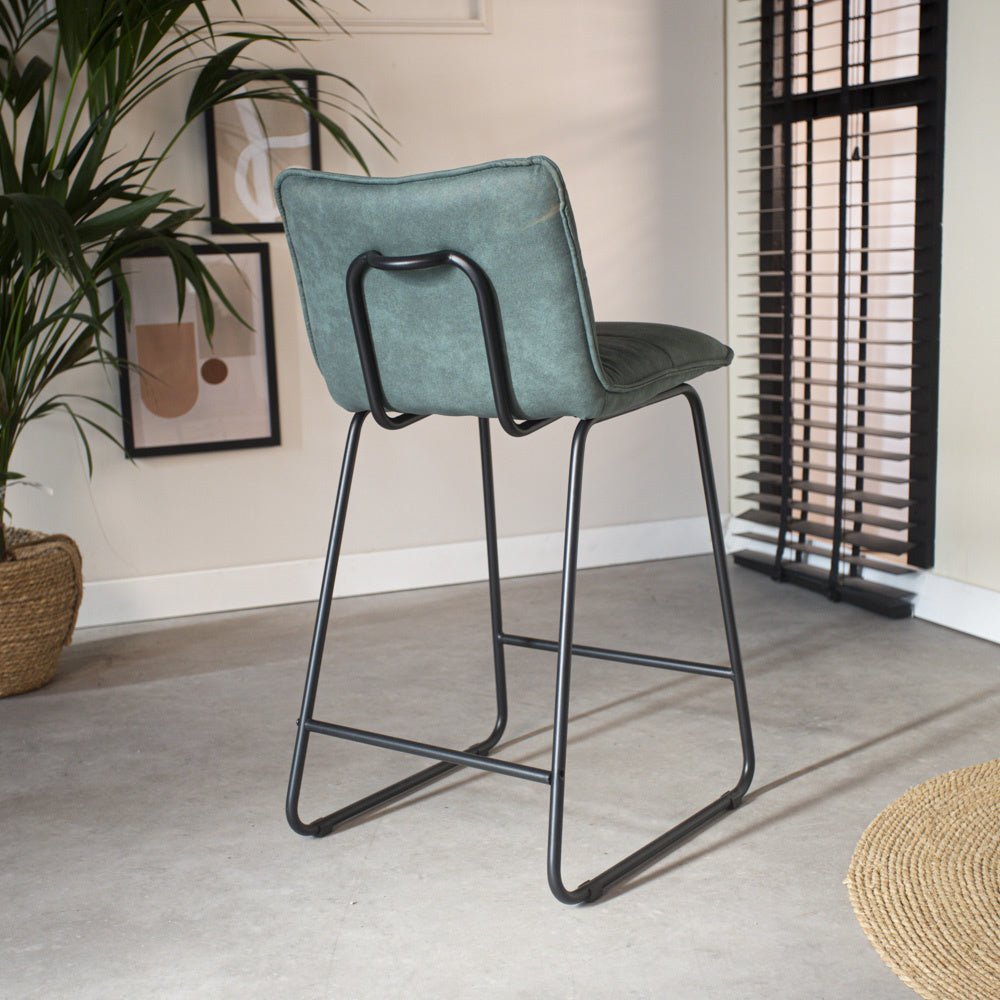 Bar stool Jelle Dimehouse Green LxWxH 63x56x49 Microfiber Atmospheric photo diagonal rear view