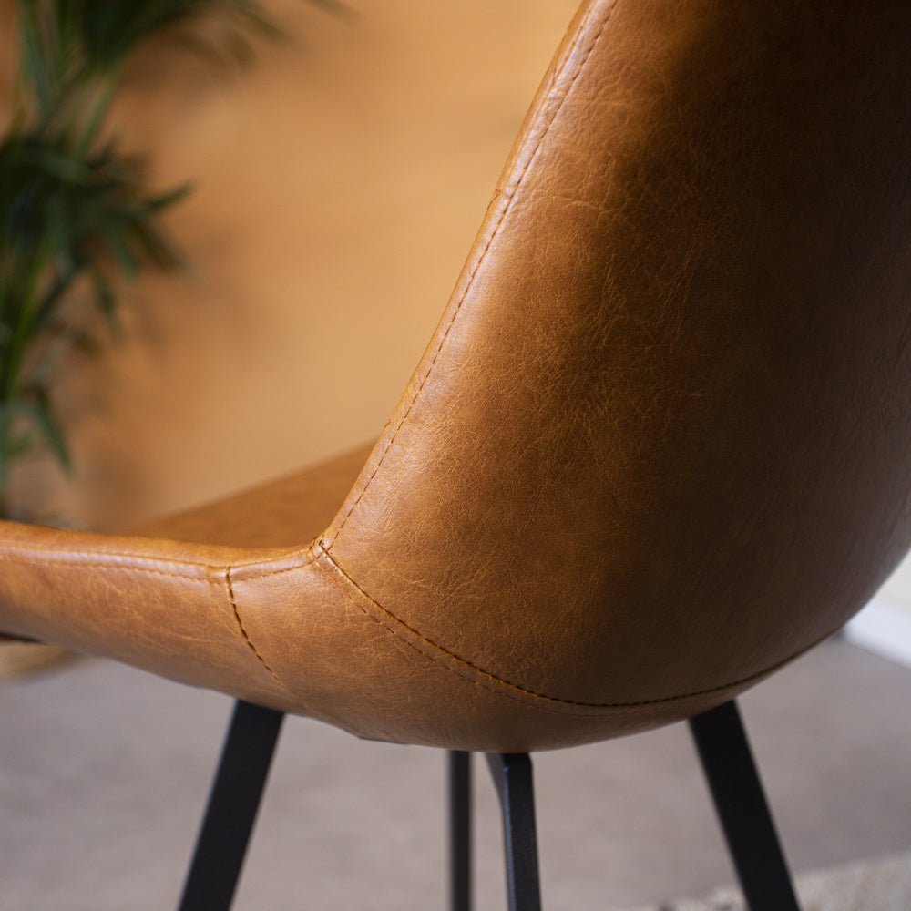 Barstool Juno Dimehouse Cognac LxWxH 86x56x56 Faux leather Atmospheric photo detail