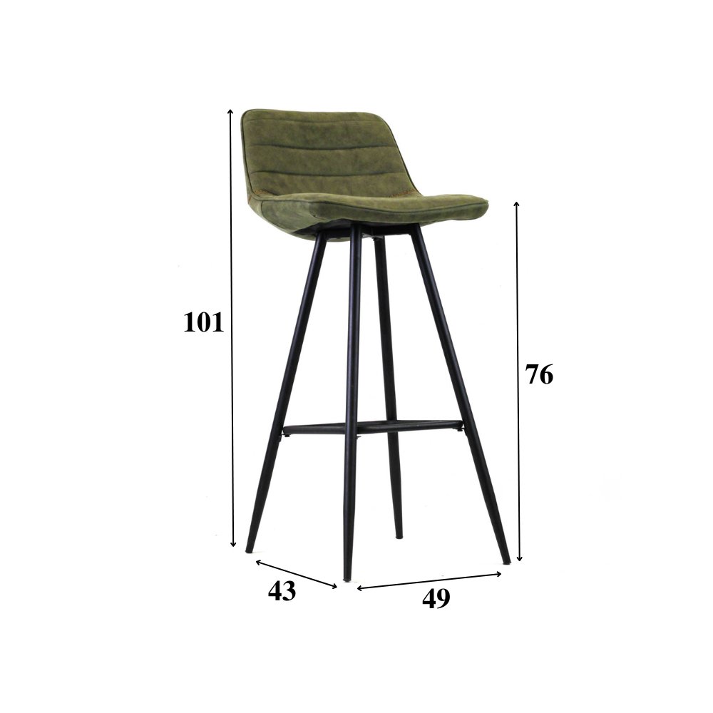 Barstool Kenton Dimehouse Green LxWxH 84x54x49 Microfiber White photo size indication