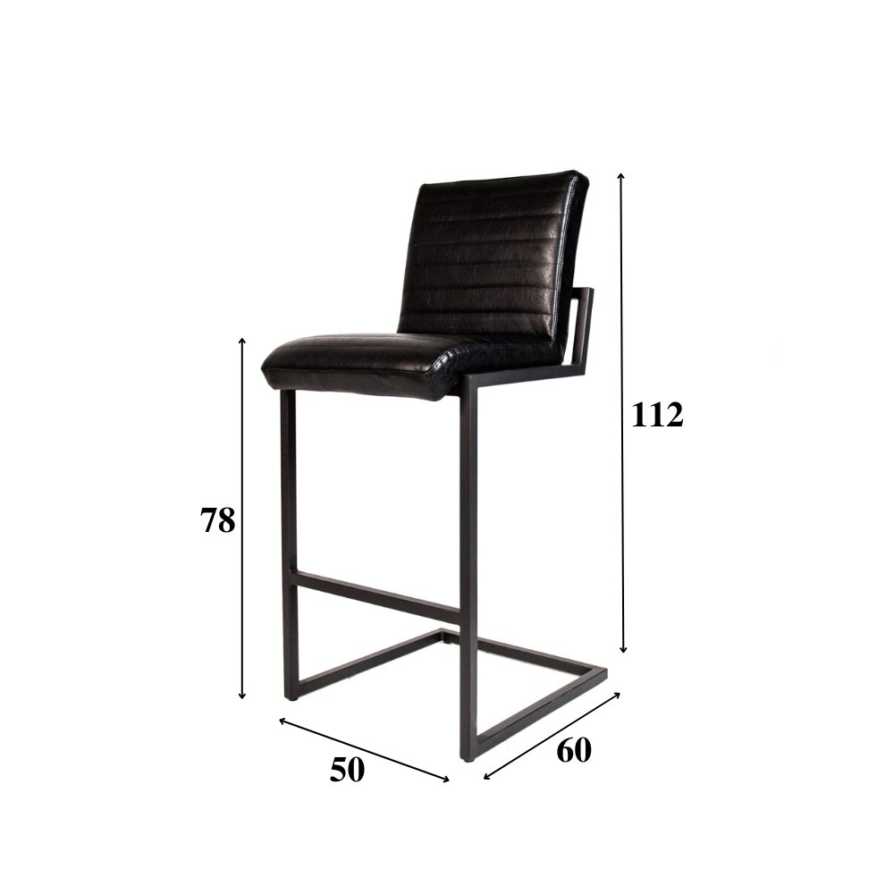 Barstool Kuba Dimehouse Black LxWxH 93x58x53 Faux leather White photo size indication