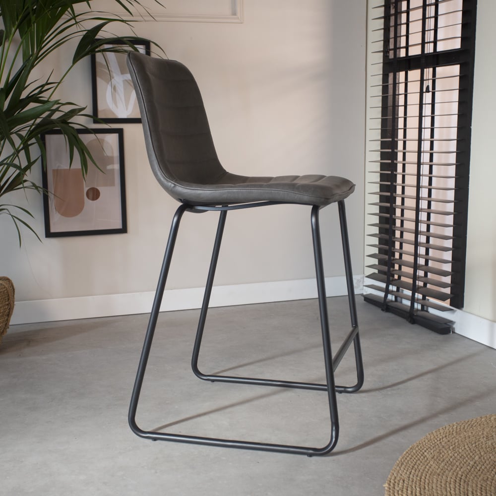 Bar stool Mark Faux leather Dimehouse Anthracite LxWxH 79x65x54 Faux leather Atmospheric photo side view