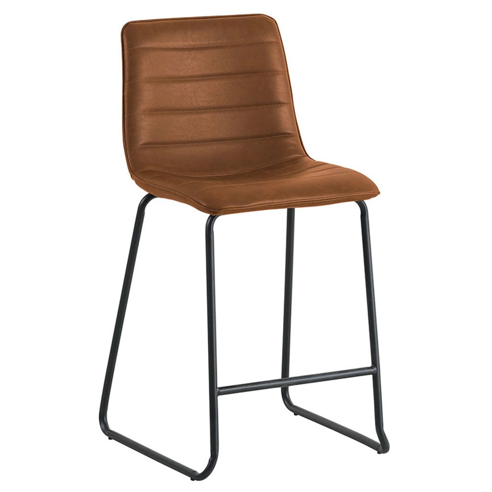 Bar stool Mark Faux leather Dimehouse Cognac LxWxH 79x65x54 Faux leather White photo diagonal front view