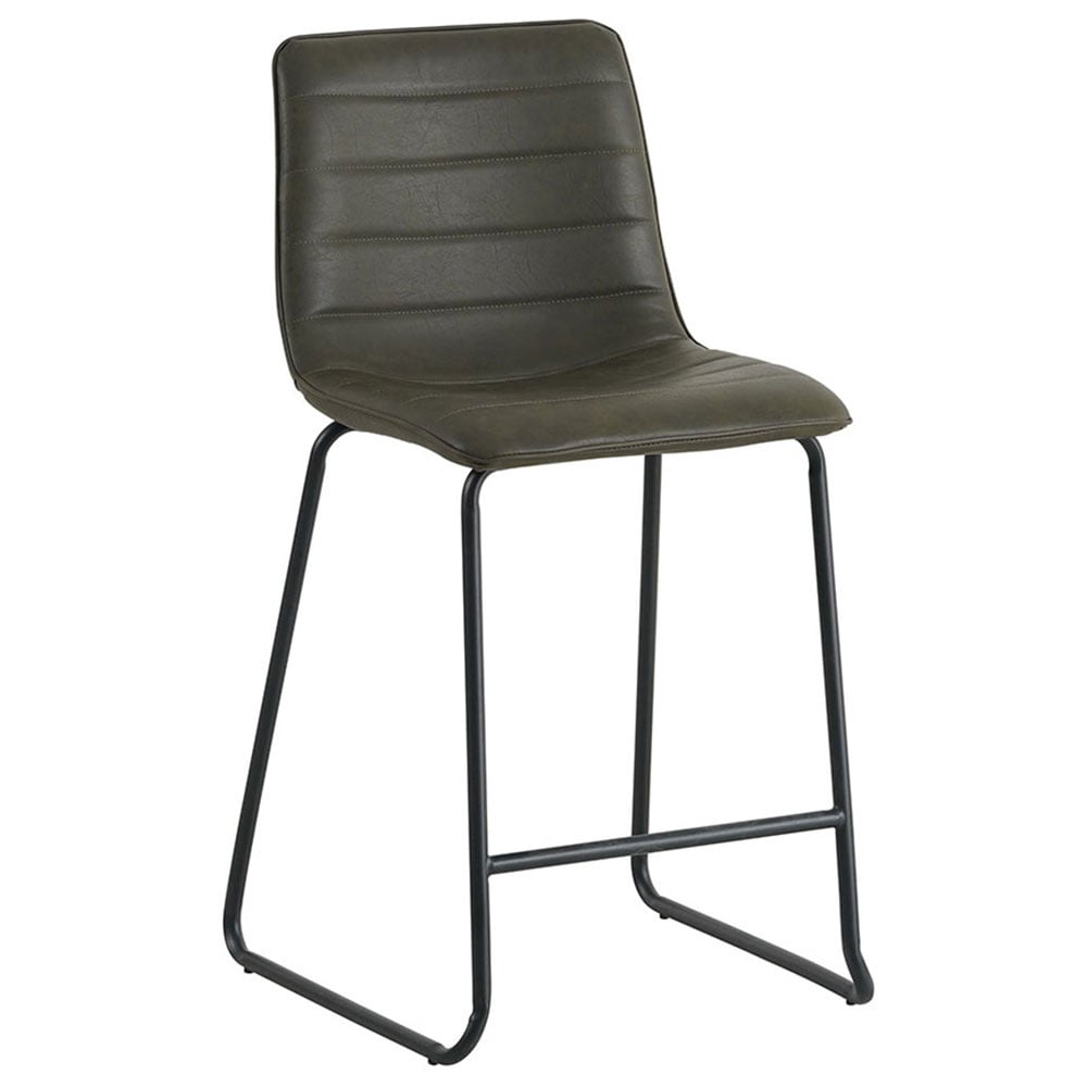 Bar stool Mark Faux leather Dimehouse Green LxWxH 79x65x54 Faux leather White photo diagonal front view