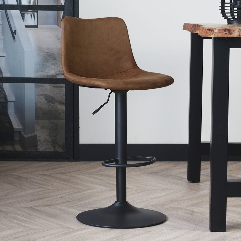 Bar stool Boran Dimehouse Cognac LxWxH 55x54x53 Eco-leather Atmospheric photo diagonal front view