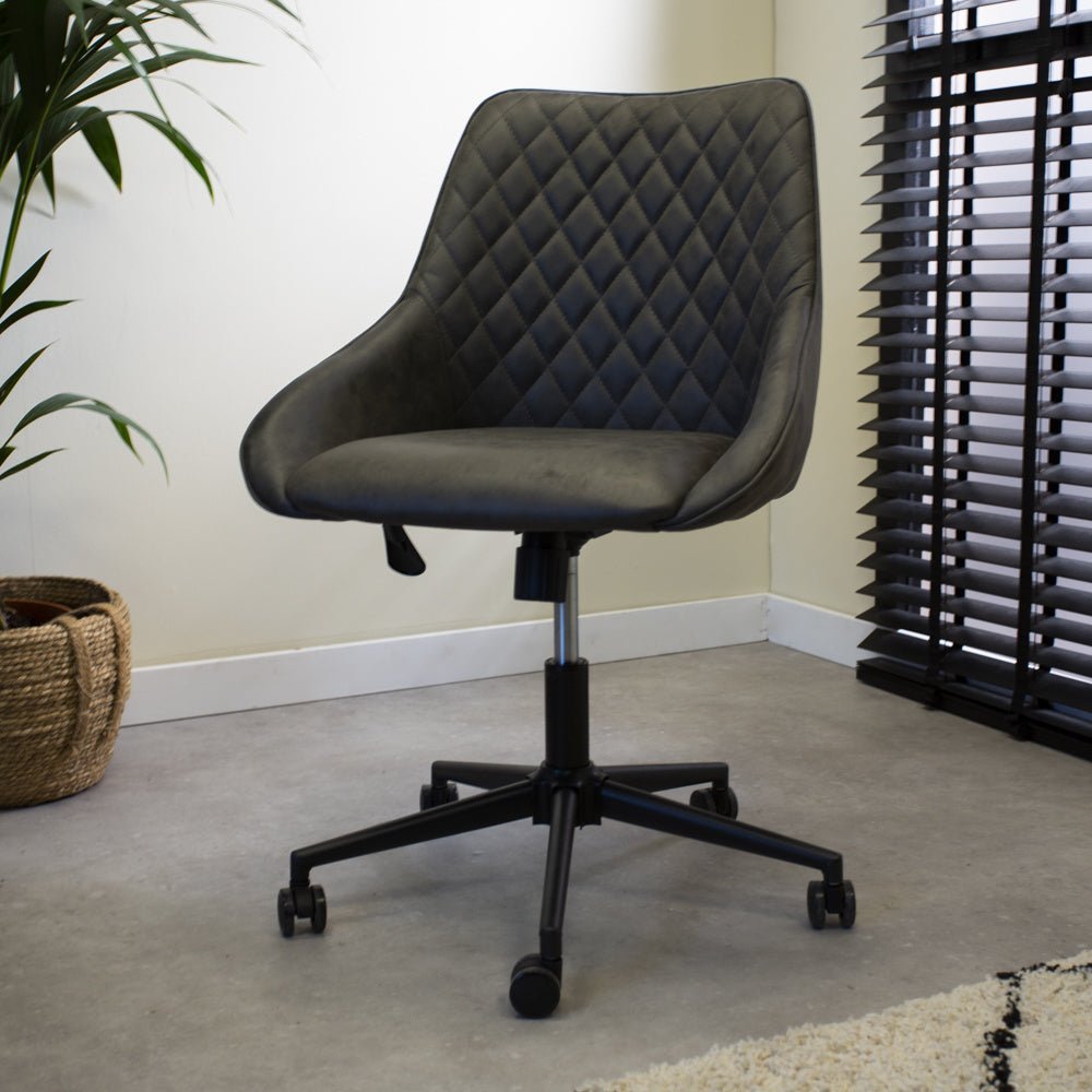 Office chair Emily Microfibre Dimehouse Anthracite LxWxH 75x61x52 Microfiber Atmospheric photo diagonal front view