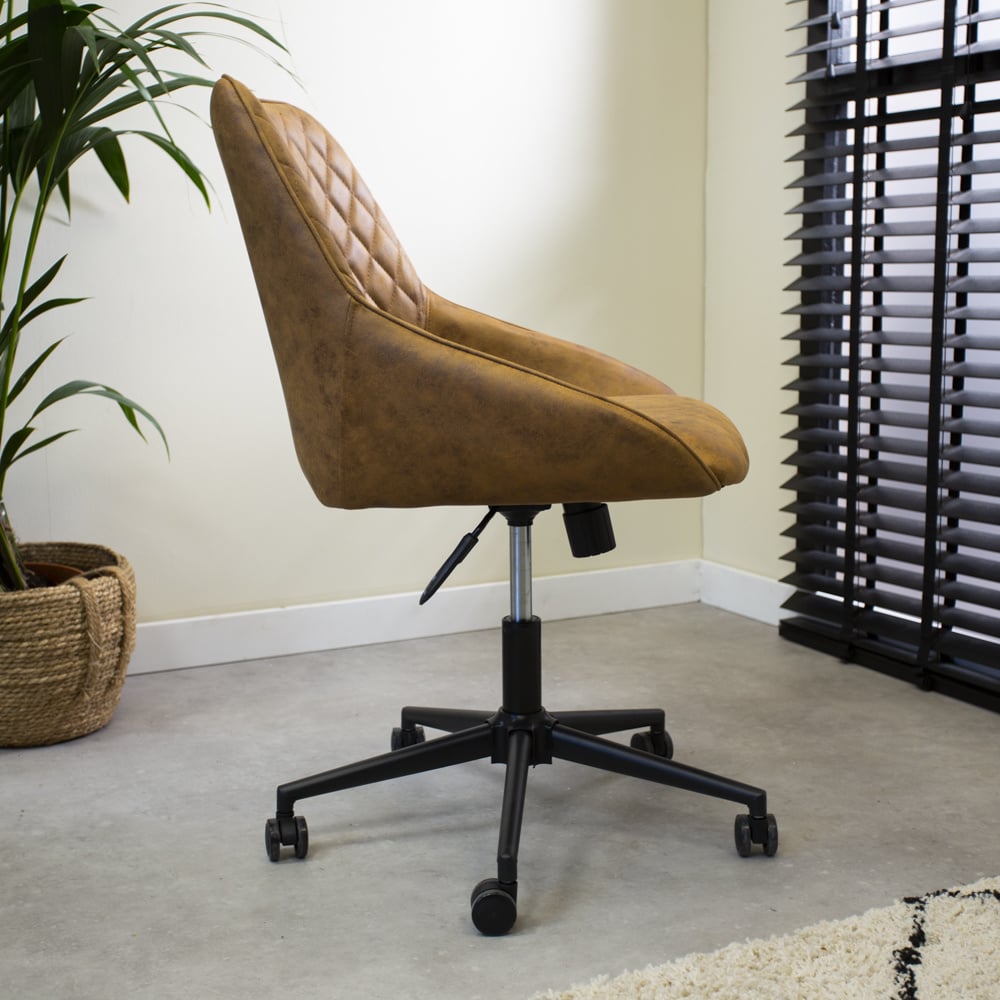 Office chair Emily Microfibre Dimehouse Cognac LxWxH 75x61x52 Microfiber Atmospheric photo side view