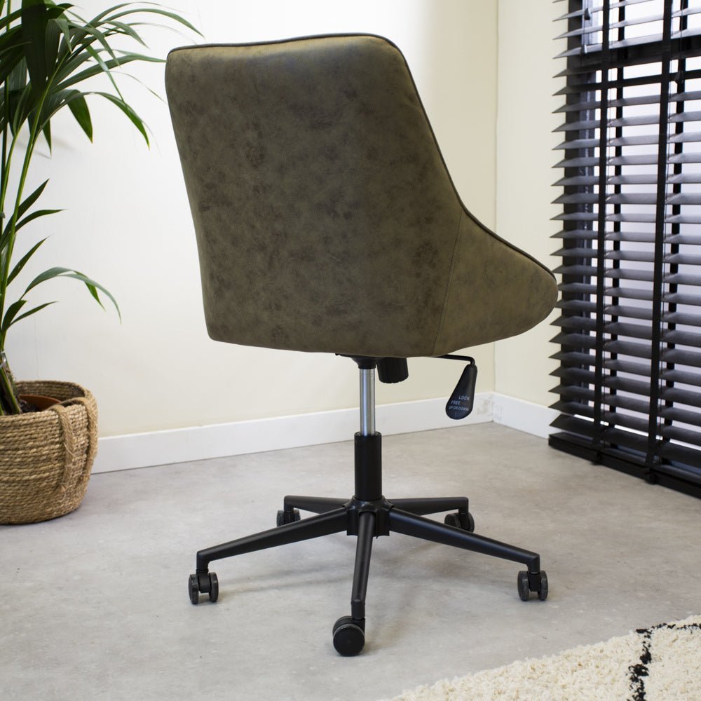 Office chair Emily Microfibre Dimehouse Green LxWxH 75x61x52 Microfiber Atmospheric photo diagonal rear view
