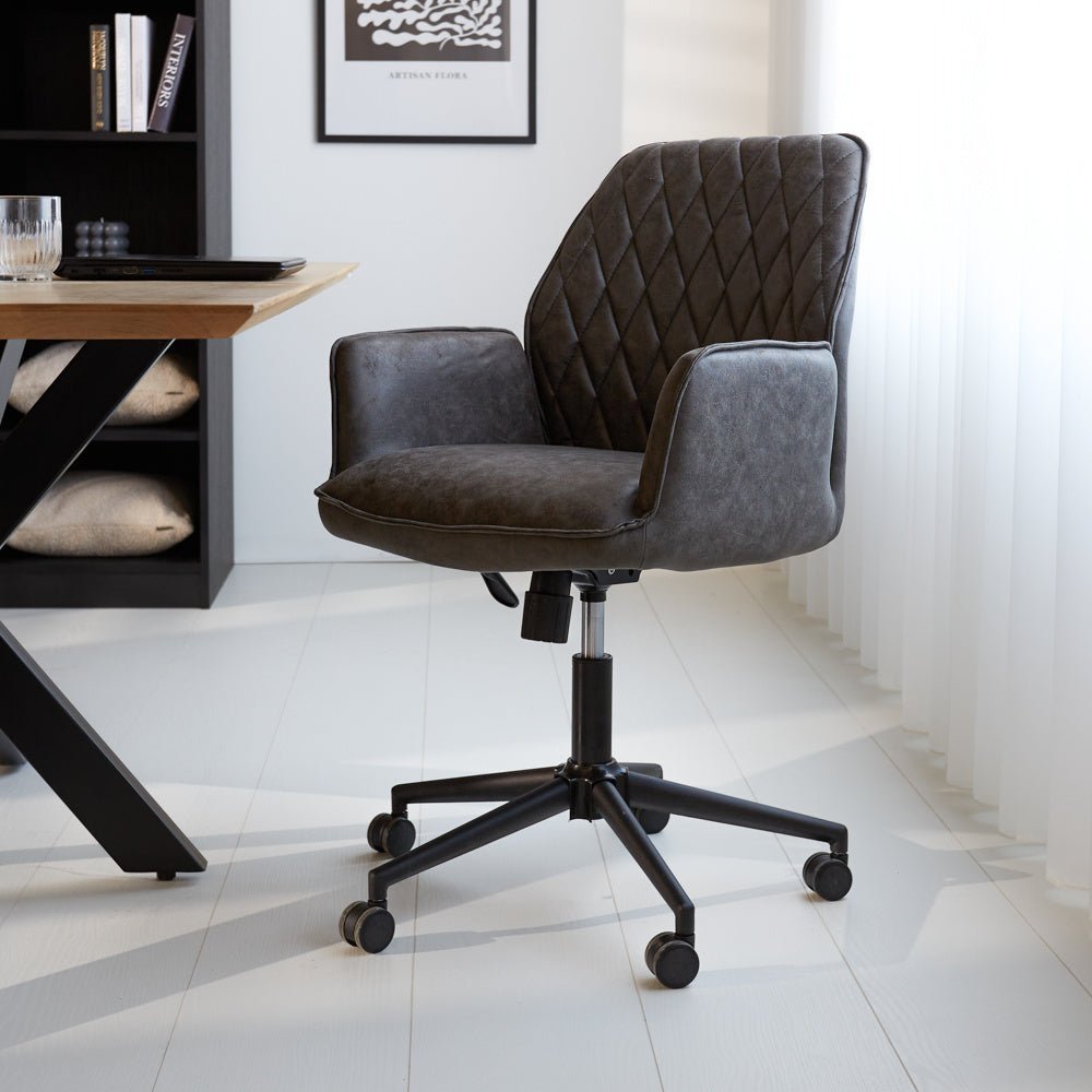 Office chair Novan Dimehouse Anthracite LxWxH 72x63x58 Fabric Atmospheric photo diagonal front view