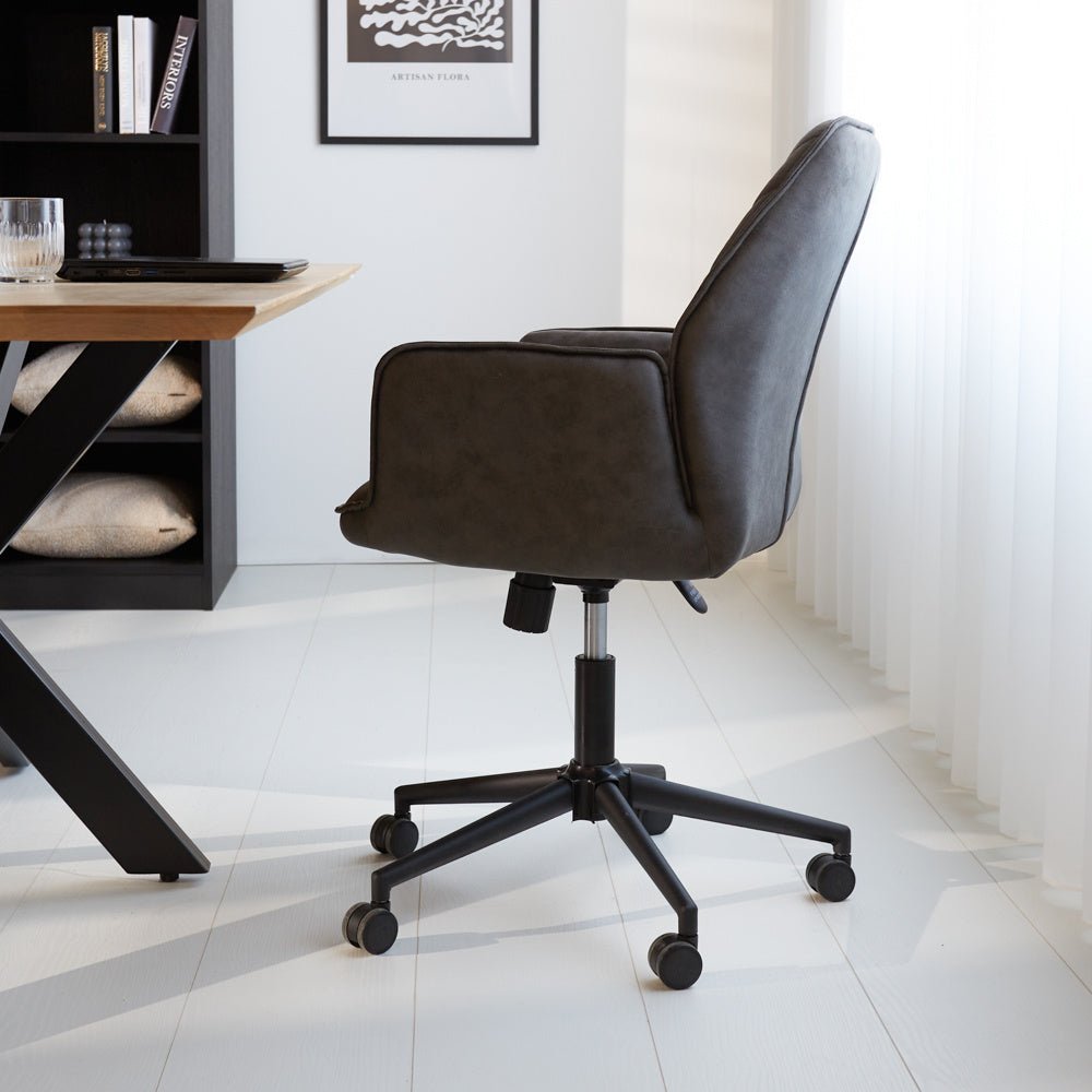 Office chair Novan Dimehouse Anthracite LxWxH 72x63x58 Fabric Atmospheric photo side view