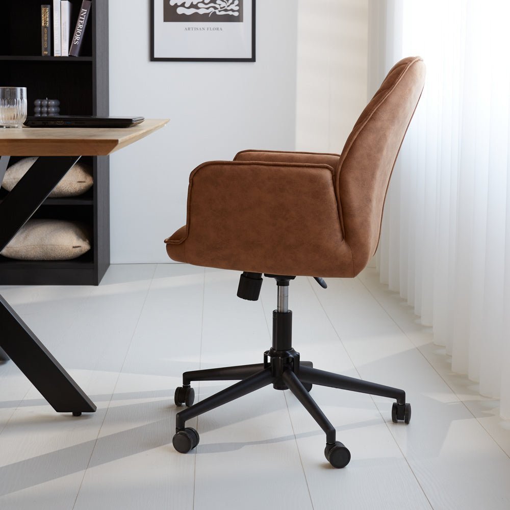Office chair Novan Dimehouse Cognac LxWxH 72x63x58 Fabric Atmospheric photo side view
