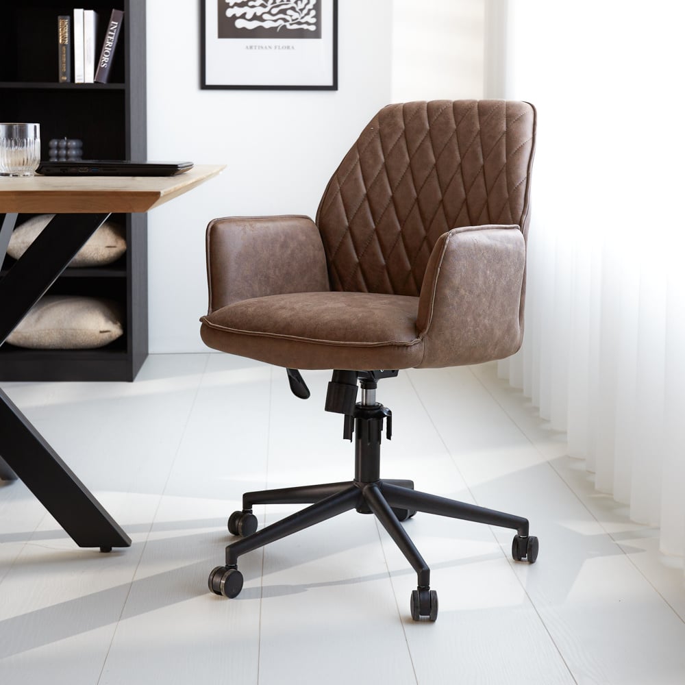 Office chair Novan Dimehouse Taupe LxWxH 72x63x58 Fabric Atmospheric photo diagonal front view
