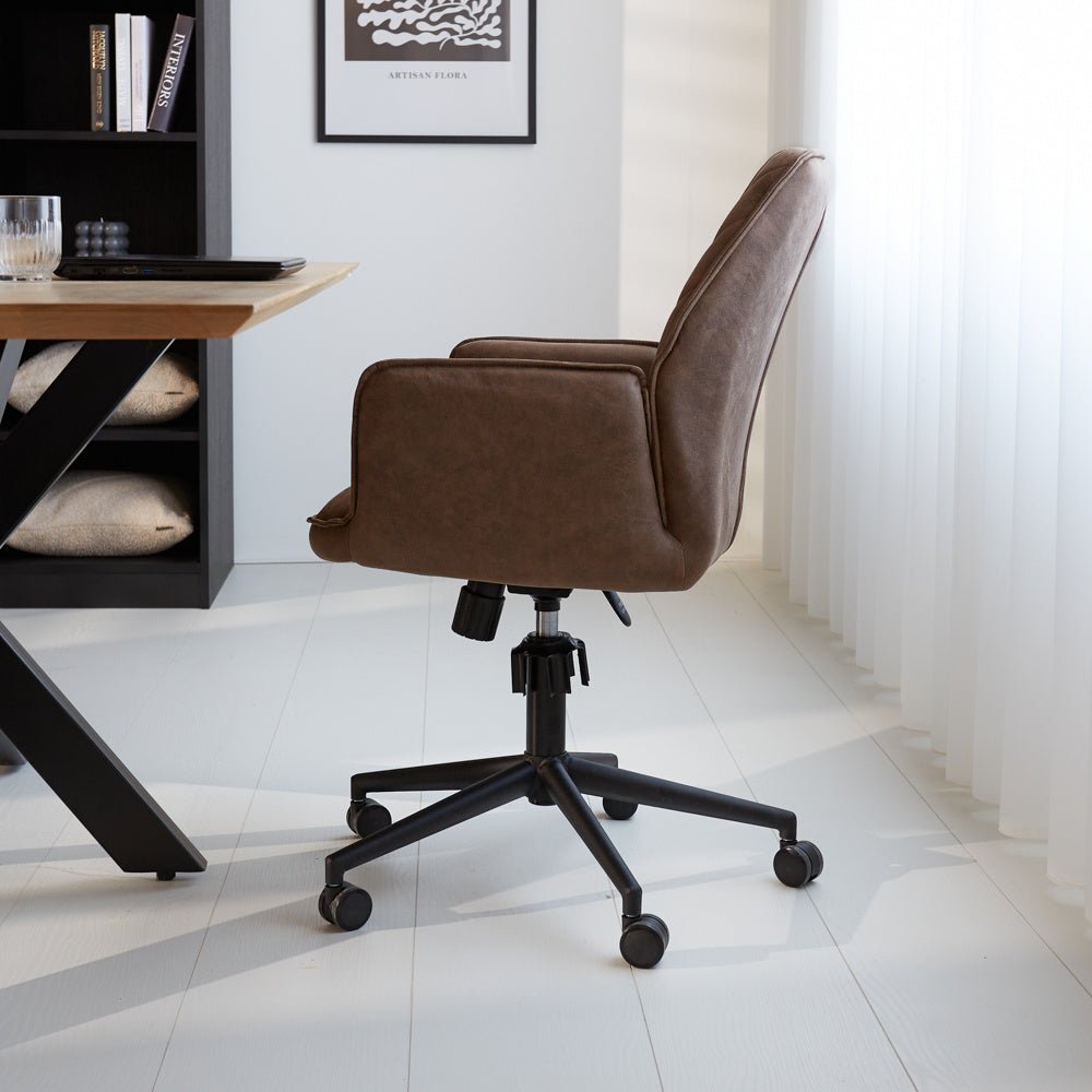 Office chair Novan Dimehouse Taupe LxWxH 72x63x58 Fabric Atmospheric photo side view