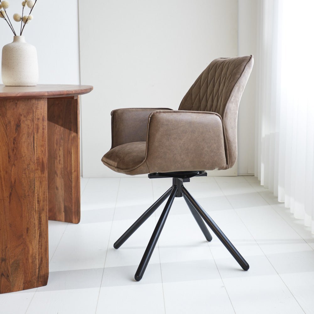 Dining room chair Novan Microfibre Dimehouse Taupe LxWxH 71x64x56 Fabric Atmospheric photo side view