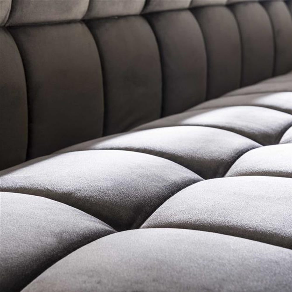 Dining room sofa Romy DH Interior Anthracite LxWxH 196x81x58 Velvet Atmospheric photo diagonal front view