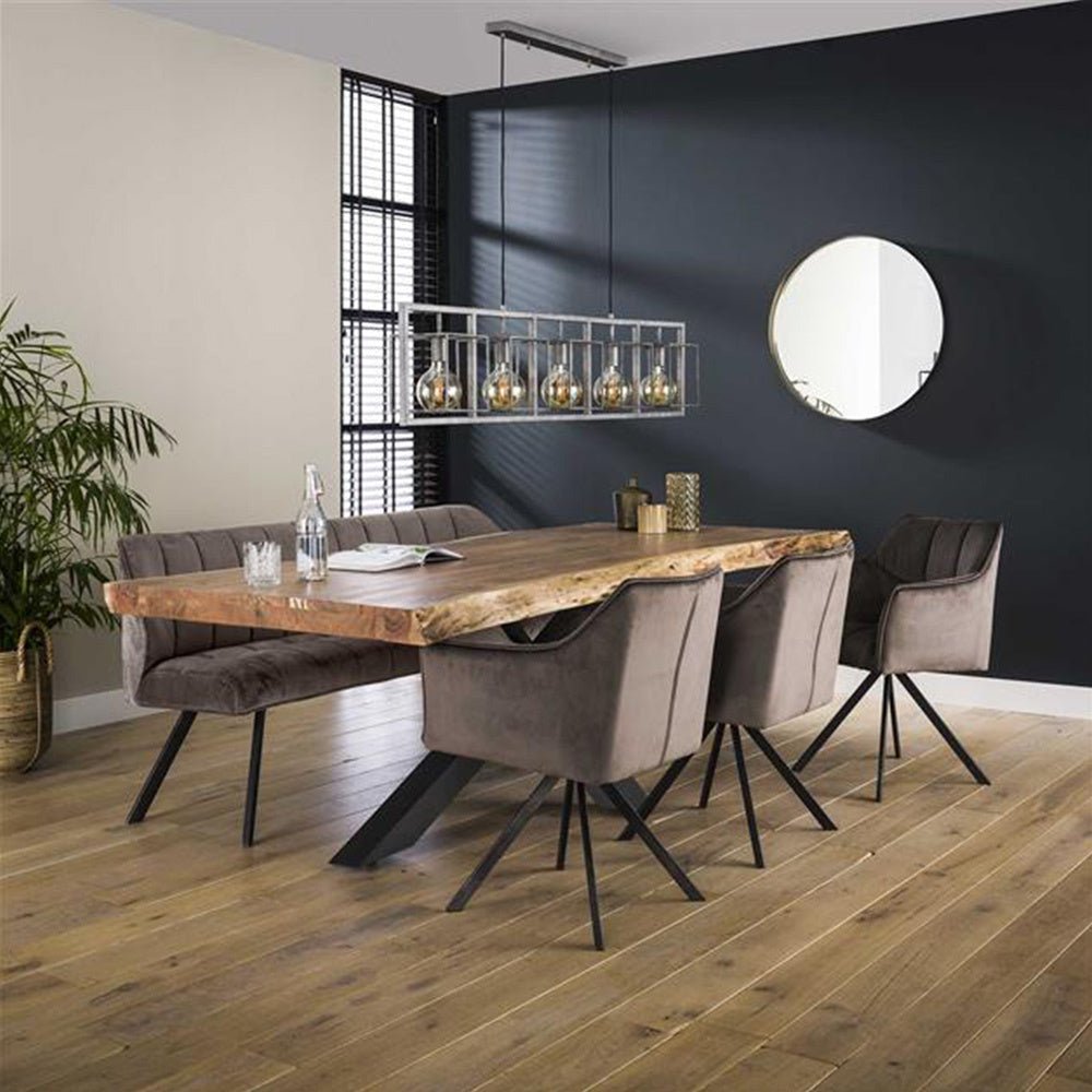 Dining room sofa Romy DH Interior Anthracite LxWxH 196x81x58 Velvet Atmospheric photo diagonal front view