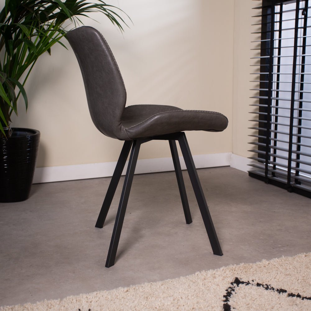 Dining room chair Barry Dimehouse Anthracite LxWxH 69x66x48 Faux leather Atmospheric photo side view