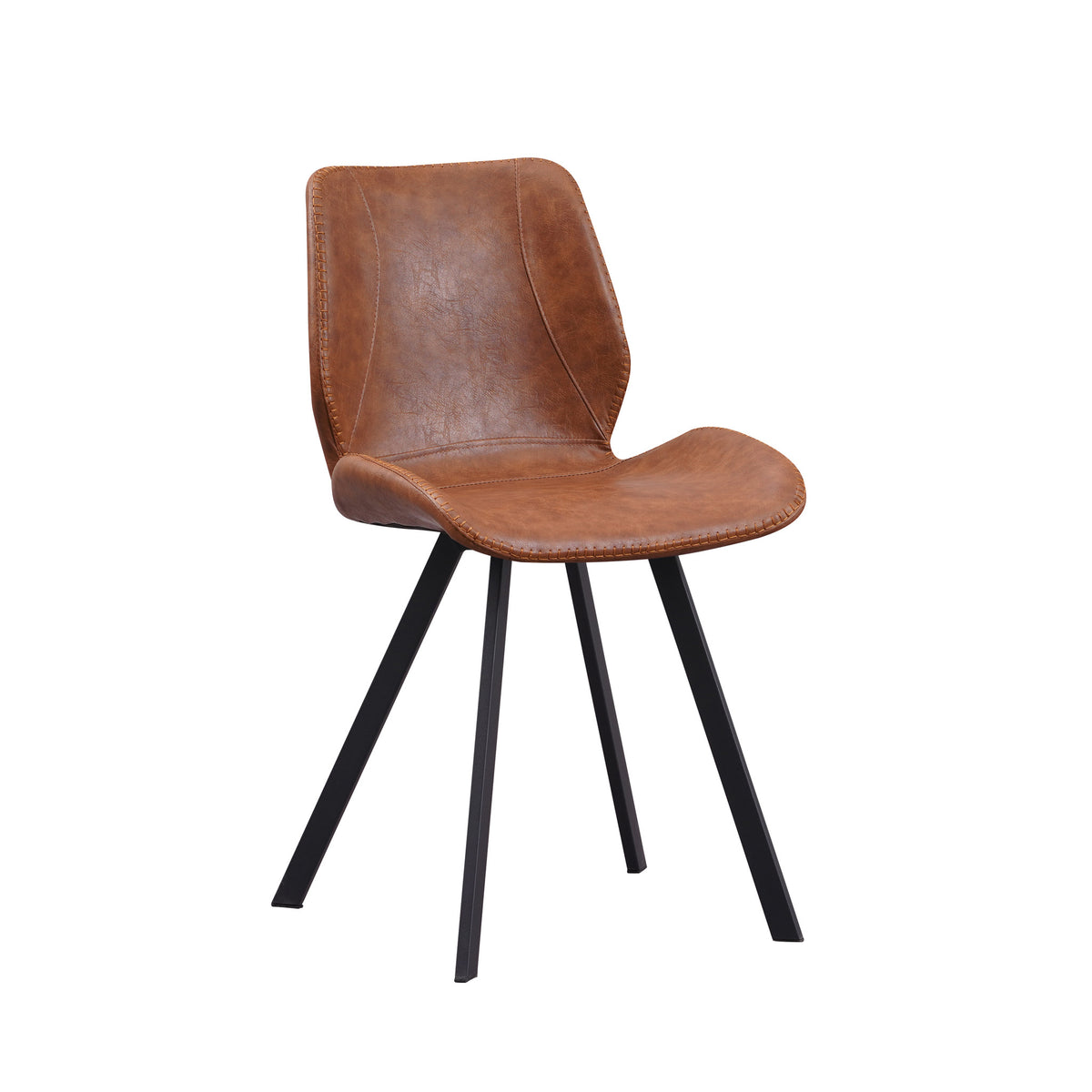 Dining room chair Barry Dimehouse Cognac LxWxH 69x66x48 Faux leather White photo diagonal front view