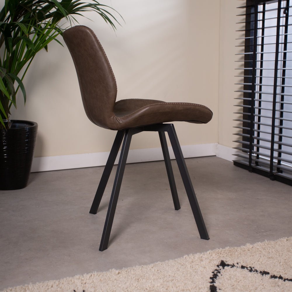 Dining room chair Barry Dimehouse Taupe LxWxH 69x66x48 Faux leather Atmospheric photo side view