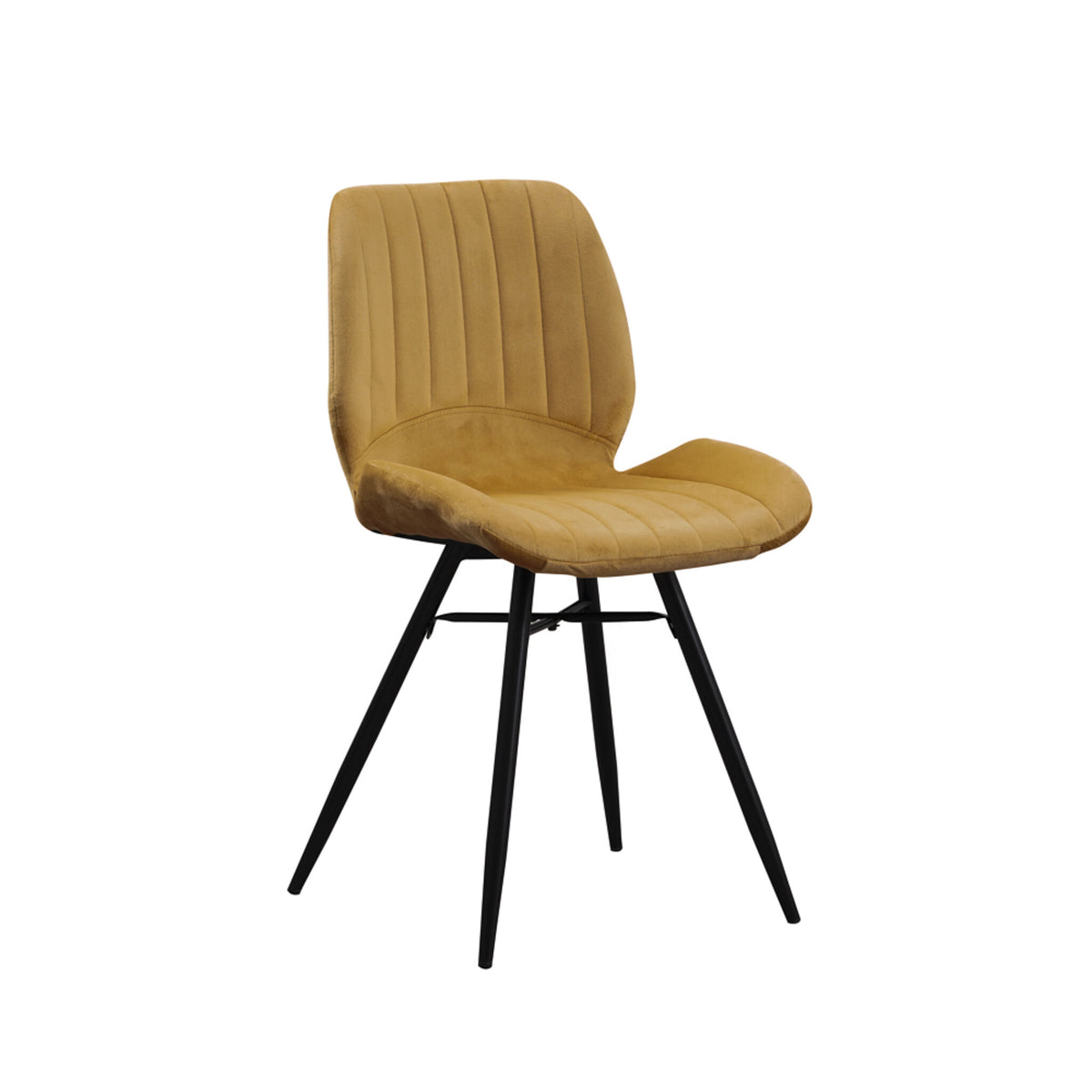 Dining room chair Beau velvet Dimehouse Yellow LxWxH 71x67x49 Fabric White photo diagonal front view