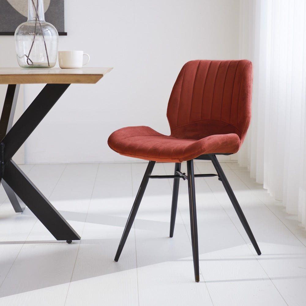 Dining room chair Beau velvet Dimehouse Copper LxWxH 71x67x49 Fabric Atmospheric photo diagonal front view