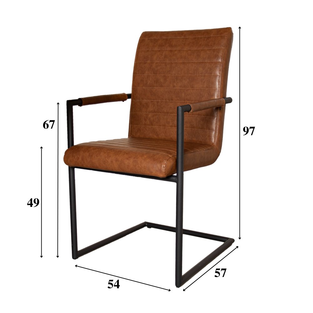 Dining room chair Bras Dimehouse Cognac LxWxH 73x59x58 Faux leather White photo size indication