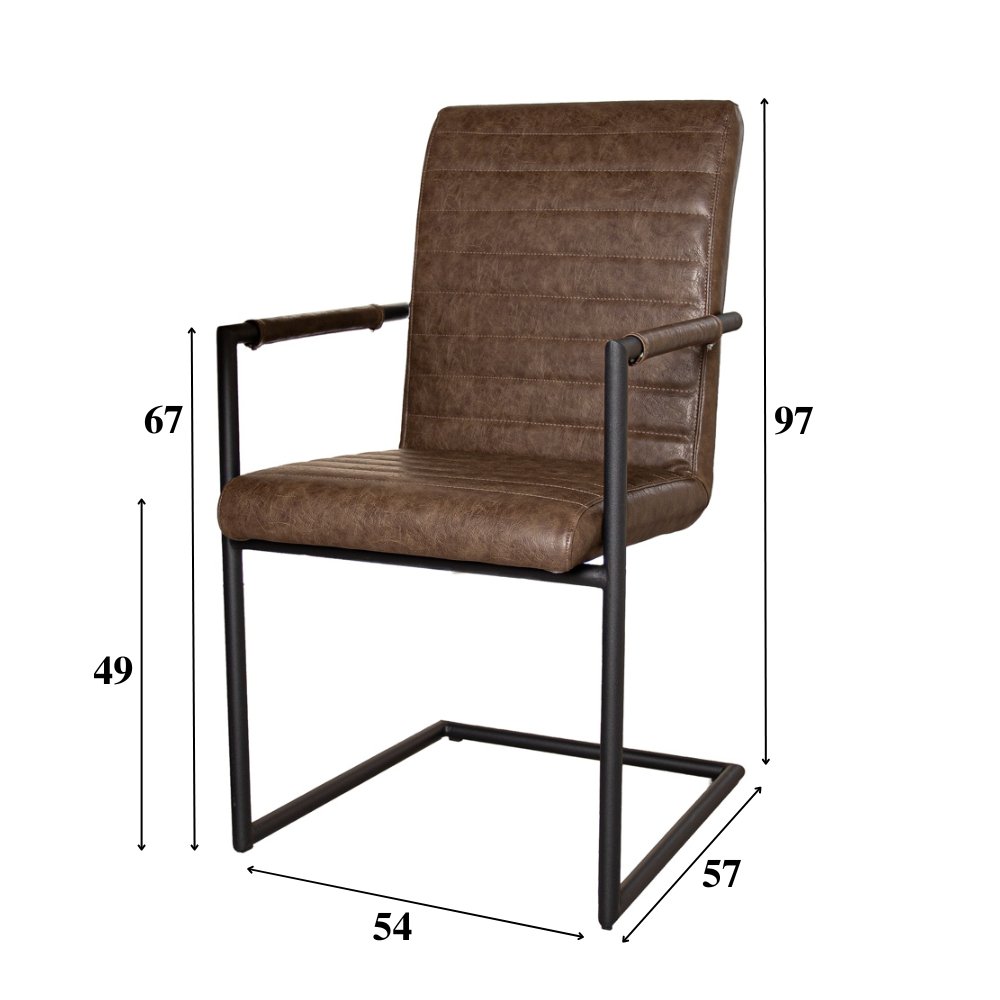 Dining room chair Bras Dimehouse Taupe LxWxH 73x59x58 Faux leather White photo size indication
