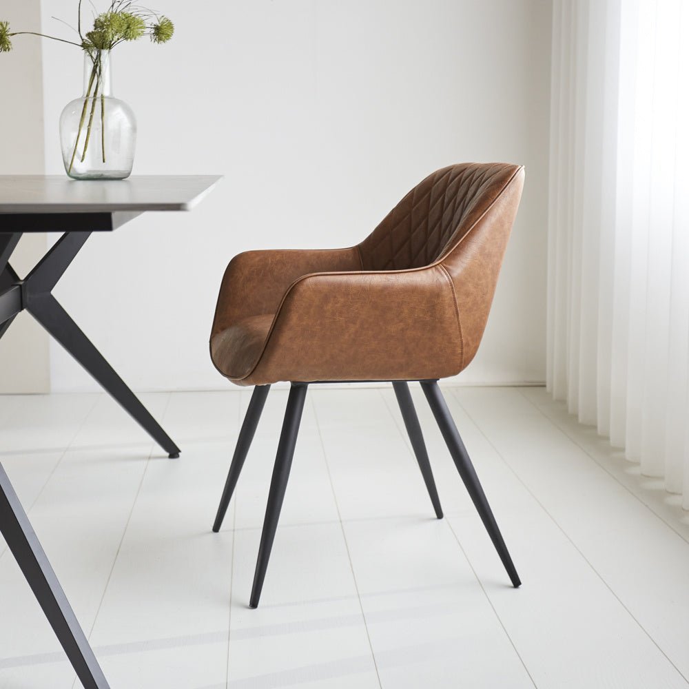 Dining room chair Cara Dimehouse Cognac LxWxH 78x65x57 Faux leather Atmospheric photo side view
