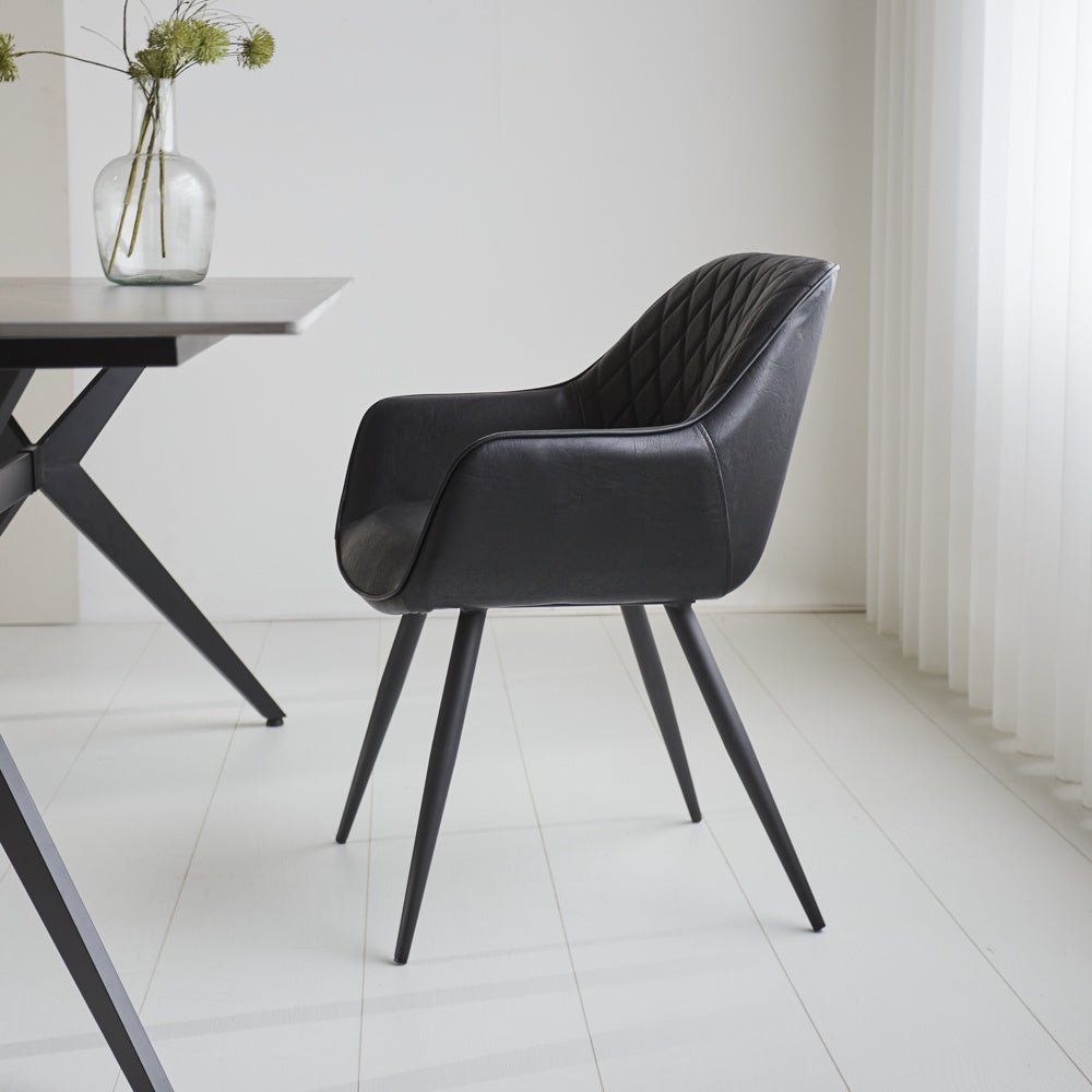 Dining room chair Cara Dimehouse Black LxWxH 78x65x57 Faux leather Atmospheric photo side view