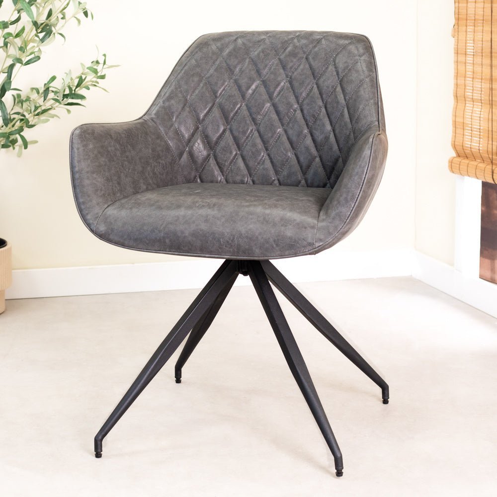 Dining room chair Gian Dimehouse Anthracite LxWxH 73x65x50 Faux leather Atmospheric photo diagonal front view