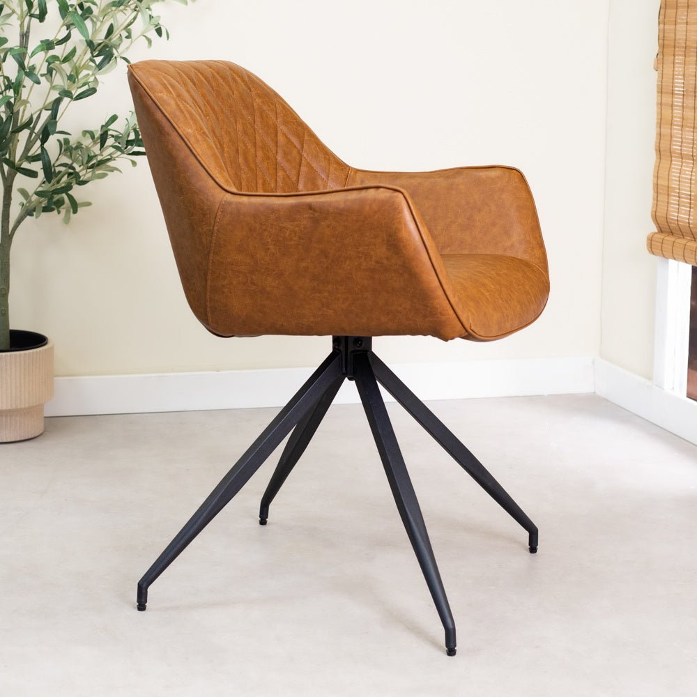 Dining room chair Gian Dimehouse Cognac LxWxH 73x65x50 Faux leather Atmospheric photo side view
