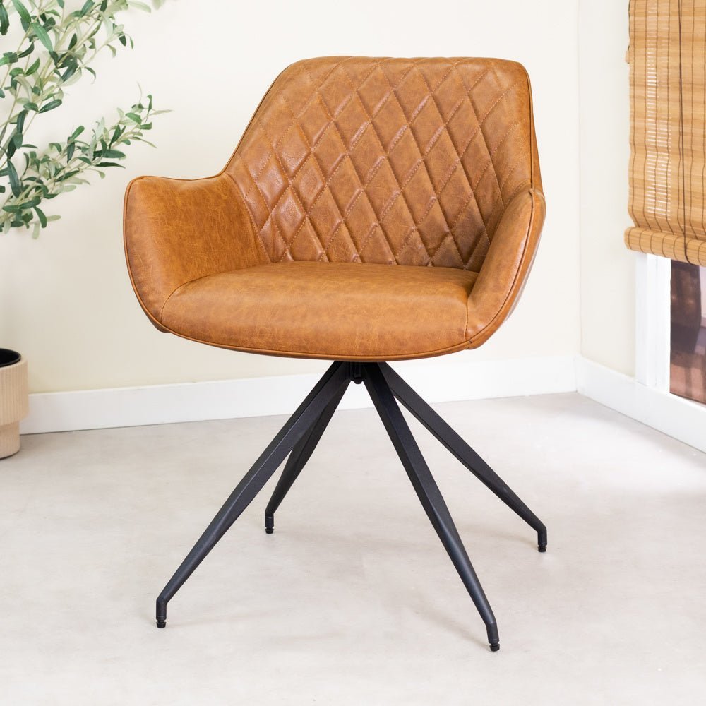 Dining room chair Gian Dimehouse Cognac LxWxH 73x65x50 Faux leather Atmospheric photo diagonal front view