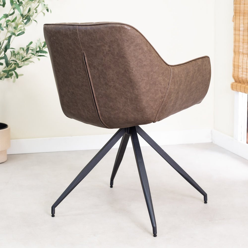 Dining room chair Gian Dimehouse Taupe LxWxH 73x65x50 Faux leather Atmospheric photo diagonal rear view