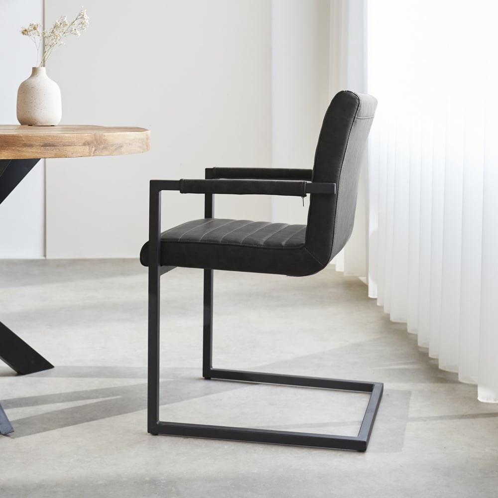 Dining room chair Kuba Dimehouse Anthracite LxWxH 71x59x58 Faux leather Atmospheric photo side view