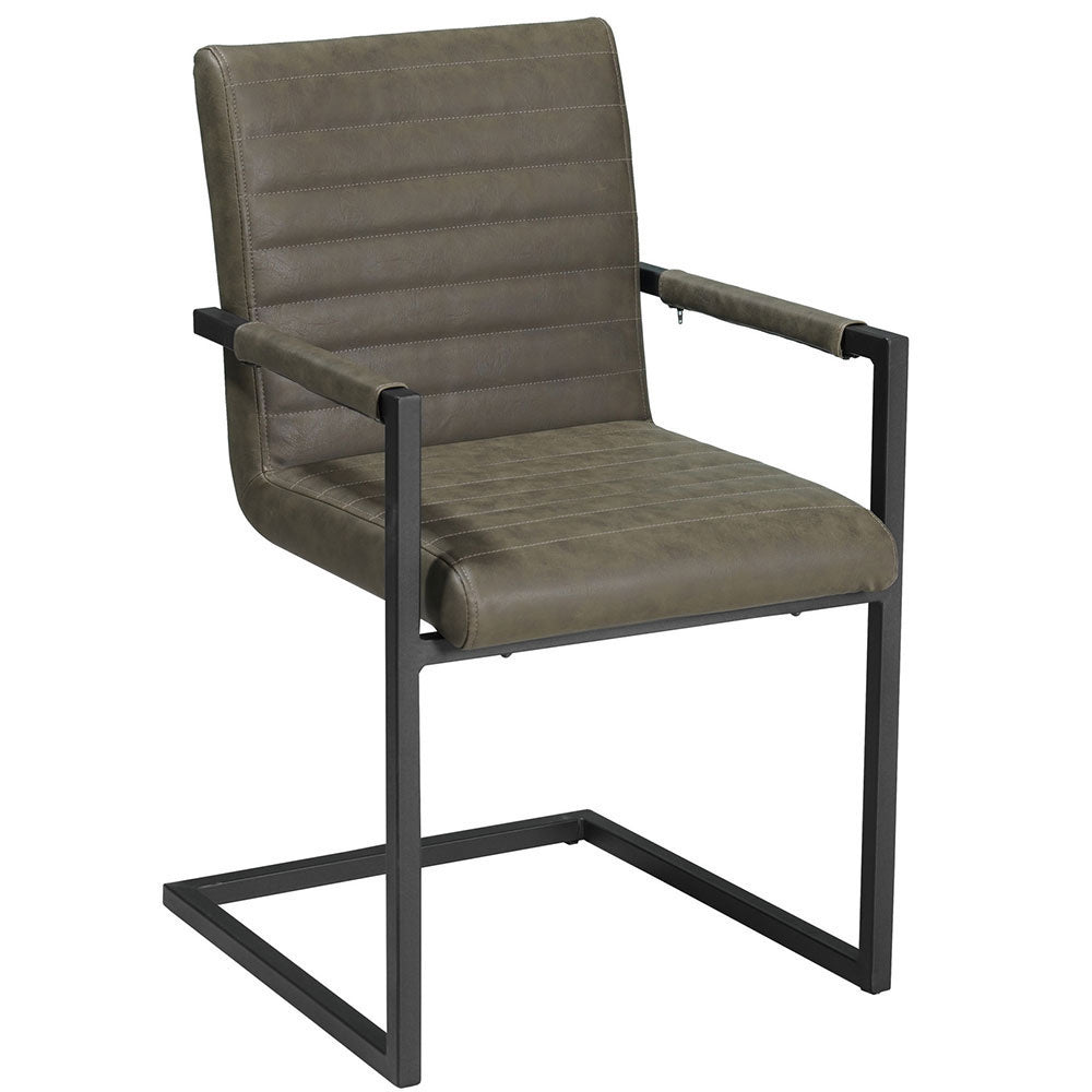 Dining room chair Kuba Dimehouse Green LxWxH 71x59x58 Faux leather White photo diagonal front view