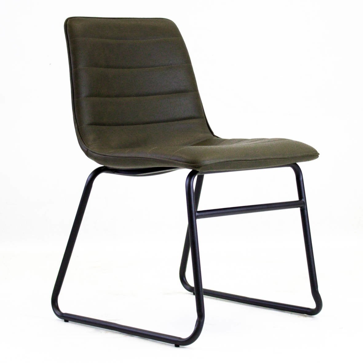 Dining room chair Mark Dimehouse Green LxWxH 74x56x54 Faux leather White photo diagonal front view