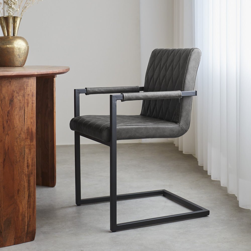 Dining room chair Ruben Dimehouse Anthracite LxWxH 71x59x58 Faux leather Atmospheric photo side view
