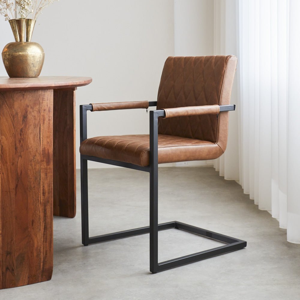 Dining room chair Ruben Dimehouse Cognac LxWxH 71x59x58 Faux leather Atmospheric photo side view